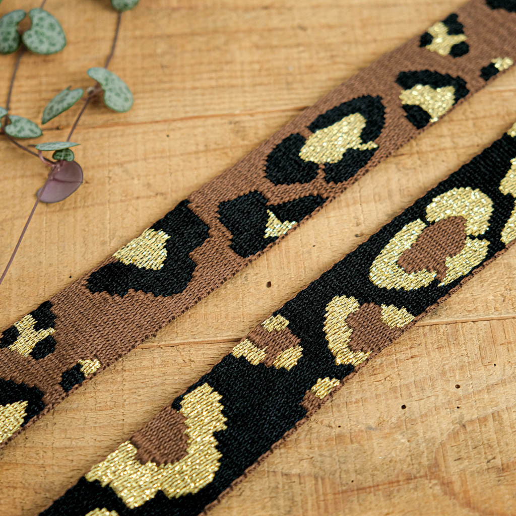 Brown Lurex Leopard-Print Strap - Maison Klem